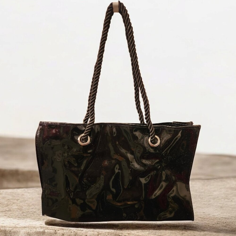 Signature Club A Large Patent Vinyl Tote Bag